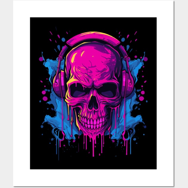 Retrowave gamer skull Wall Art by Modern Medieval Design